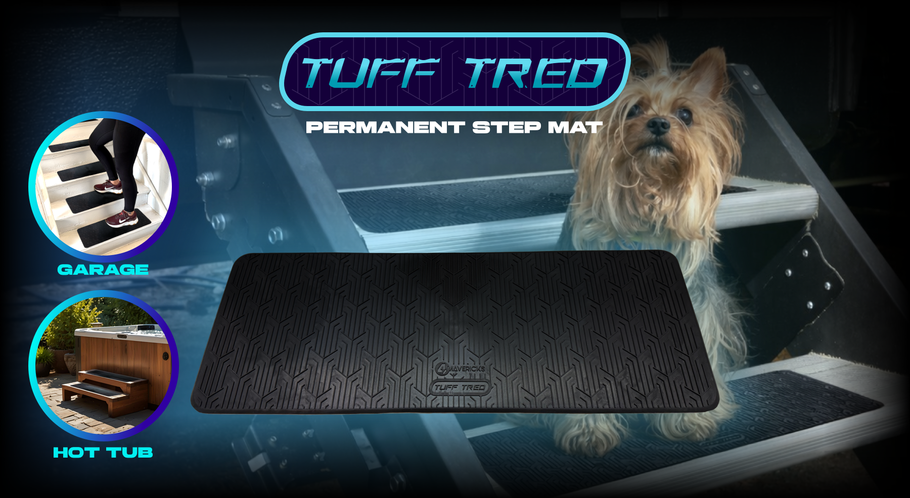 RV step covers installed on camper stairs
